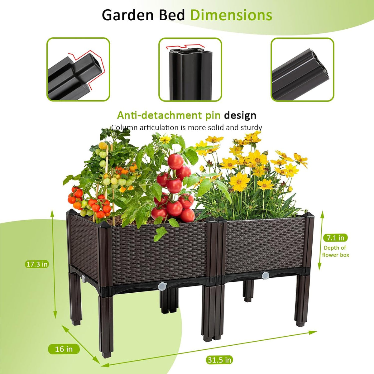 Raised Garden Bed with Legs Planters for Outdoor Plants pots Elevated Garden Boxes Garden Patio Balcony Deck to Planting Flowers Vegetables Tomato and Herbs