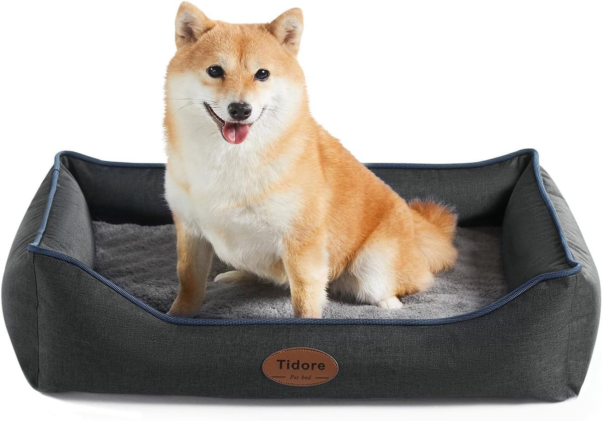Orthopedic Dog Beds for Medium Dogs, Durable Egg Crate Foam Sofa Dog Bed wit Washable Removable Cover,Waterproof Lining,Pet Bed for Large Dogs (Dark Grey, 26.4" L x 21.7" W x 6.2" Th)
