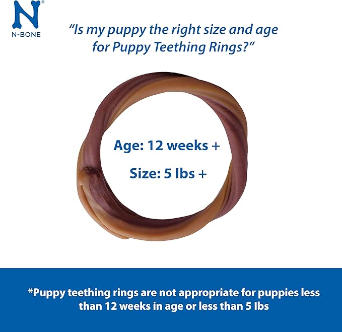 N-Bone Puppy Teething Rings Salmon Flavor Dog Treat, 6 Count Bag, 7.2-oz