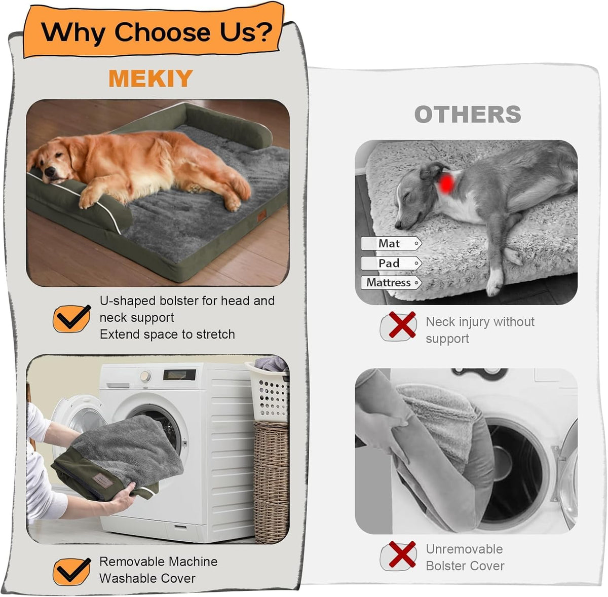 Small Dog Bed Orthopedic Washable Cat Bed Memory Foam Couch Sofa Comfy Pet Beds with Waterproof Removable Cover & Non-Slip Bottom