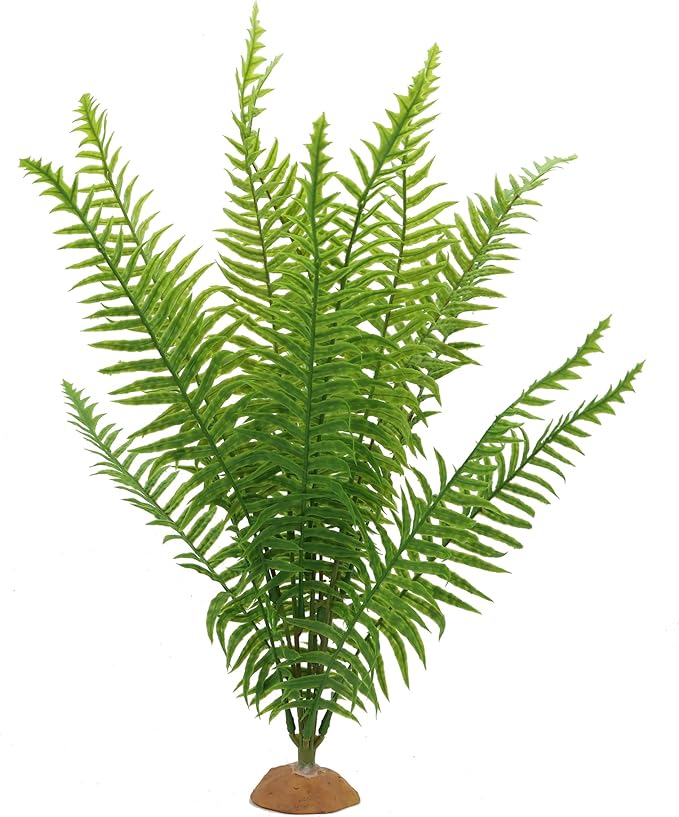 JIHAQUA Fake Fern Plants, Reptile Plastic Terrarium Decor, Reptiles Amphibians Tank Accessories for Crested Gecko Leopard Lizard Chameleon (Fern-L)