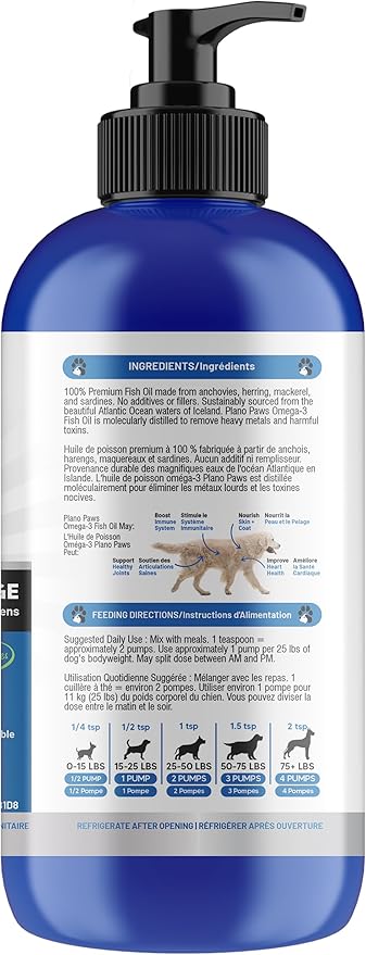 Omega 3 Fish Oil for Dogs - Better Than Salmon Oil - Dog Fish Oil Supplement to Reduce Shedding & Itching - Supports Joints, Brain, and Heart Health - Skin and Coat Supplement - Liquid Fish Oil