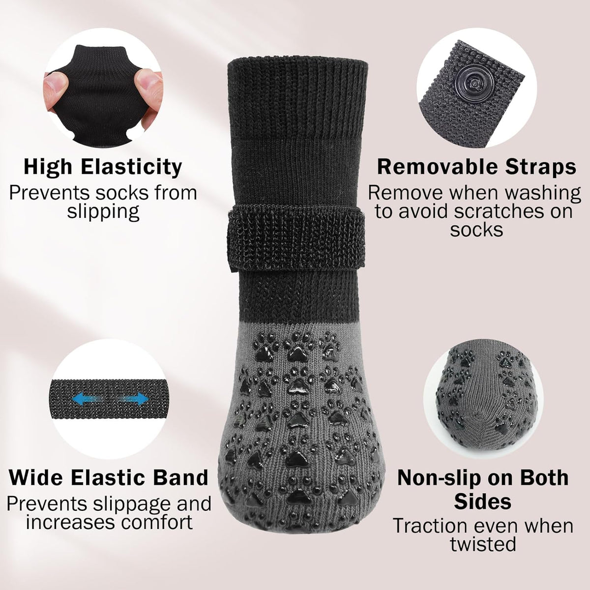 SCENEREAL Dog Socks to Prevent Licking Paws for Hardwood Floors Anti Slip, Dog Grippy Socks Shoes for Senior Small to Large Dogs, Dog Boots & Paw Protectors for Hot/Cold Scratching Pavement