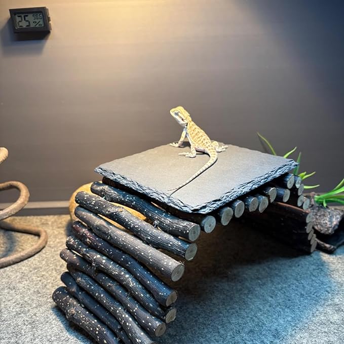 Extra Large 15.7 × 11.8" Reptile Basking Platform, Reptile Slate, Basking Rock, Slate Tiles Rocks for Reptiles,Terrarium Bowls for Bearded Dragon Tortoise Turtle Ball Python Snake Lizard Gecko