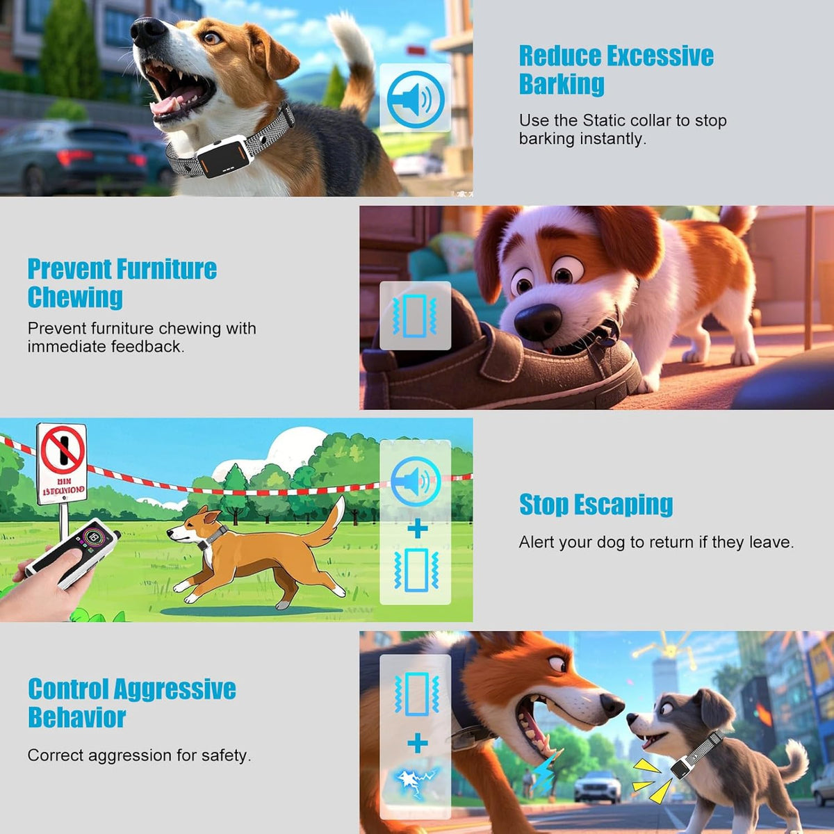 Dog Training Collar with Remote Control 4218 FT 3 Training Modes (Beep, Vibration, Safe Static) IPX7 Waterproof Rechargeable E-Collar for Small Medium Large Dogs 10-120lbs
