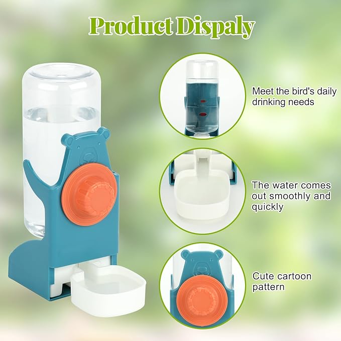Rypet No Mess Bird Water Feeder Dispenser Set Automatic Bird Feeder Transparent Food Container Cage Acrylic Parrot Feeders Accessories for Small Birds Parrot Cockatoo Canary