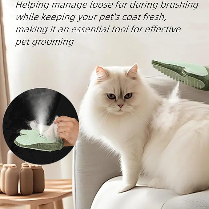 Pet Hair Remover Glove, All-in-One Grooming Mist Glove for Pets, Upgrade Efficient Pet Hair Remover Electrostatic Gloves Grooming Spray Comb, Gentle Deshedding Efficient for Dogs & Cats (Green)