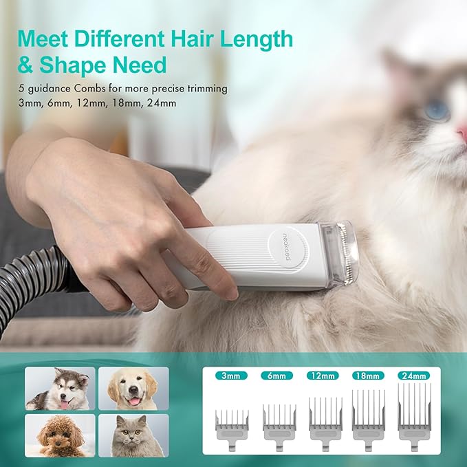 neabot Neakasa P1 Pro Pet Grooming Kit & Vacuum Suction 99% Pet Hair, Professional Clippers with 5 Proven Grooming Tools for Dogs Cats and Other Animals