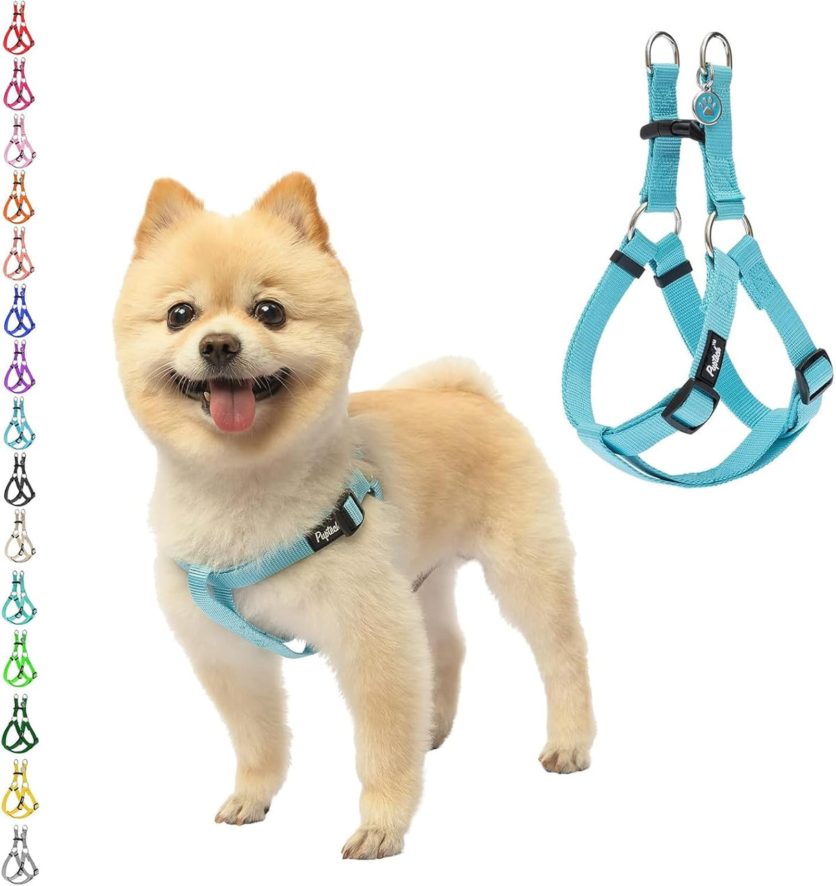PUPTECK No Pull Dog Harness Soft Adjustable Basic Nylon Step in Puppy Vest Outdoor Walking with ID Tag