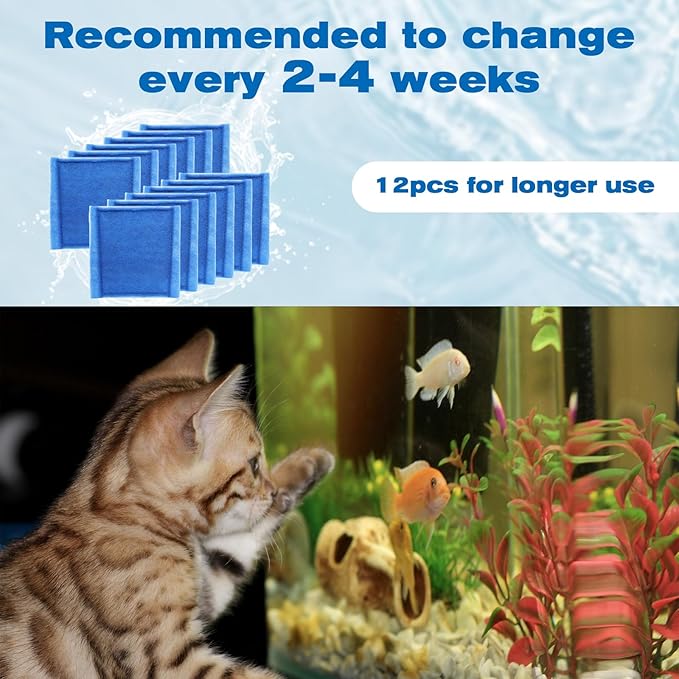 12 Pack Aquarium Filter Cartridges for Aqua-Tech 30-60/20-40 Gallon Fish Tank Power Filter Replacement, EZ-Change #3 Fish Filter Cartridge
