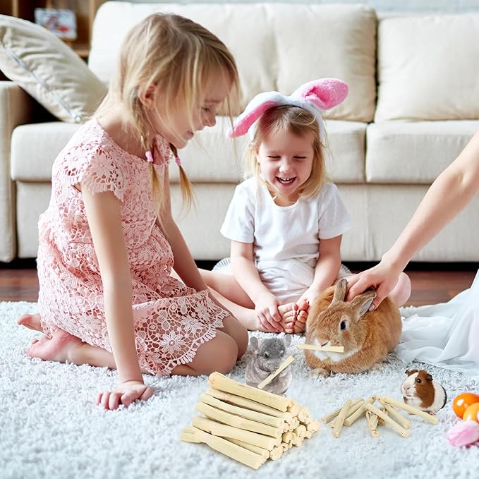 900g Sweet Bamboo Chew Sticks for Rabbits, Chinchilla Rabbit Toys Guinea Pig Chews Sticks, Natural Rabbit Bunny Molar Treats Snacks Toys for Chinchilla, Guinea Pig, Hamster Small Animals