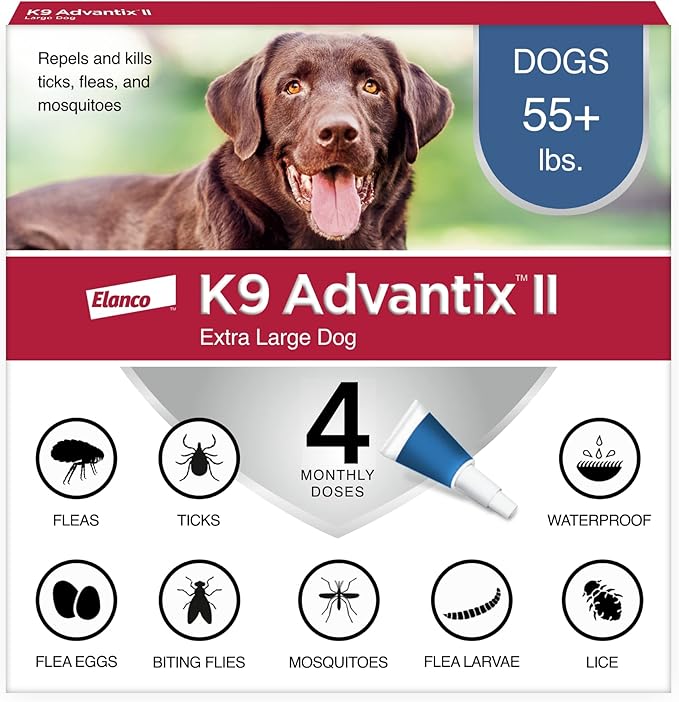 K9 Advantix II XL Dog Vet-Recommended Flea, Tick & Mosquito Treatment & Prevention | Dogs Over 55 lbs. | 4-Mo Supply