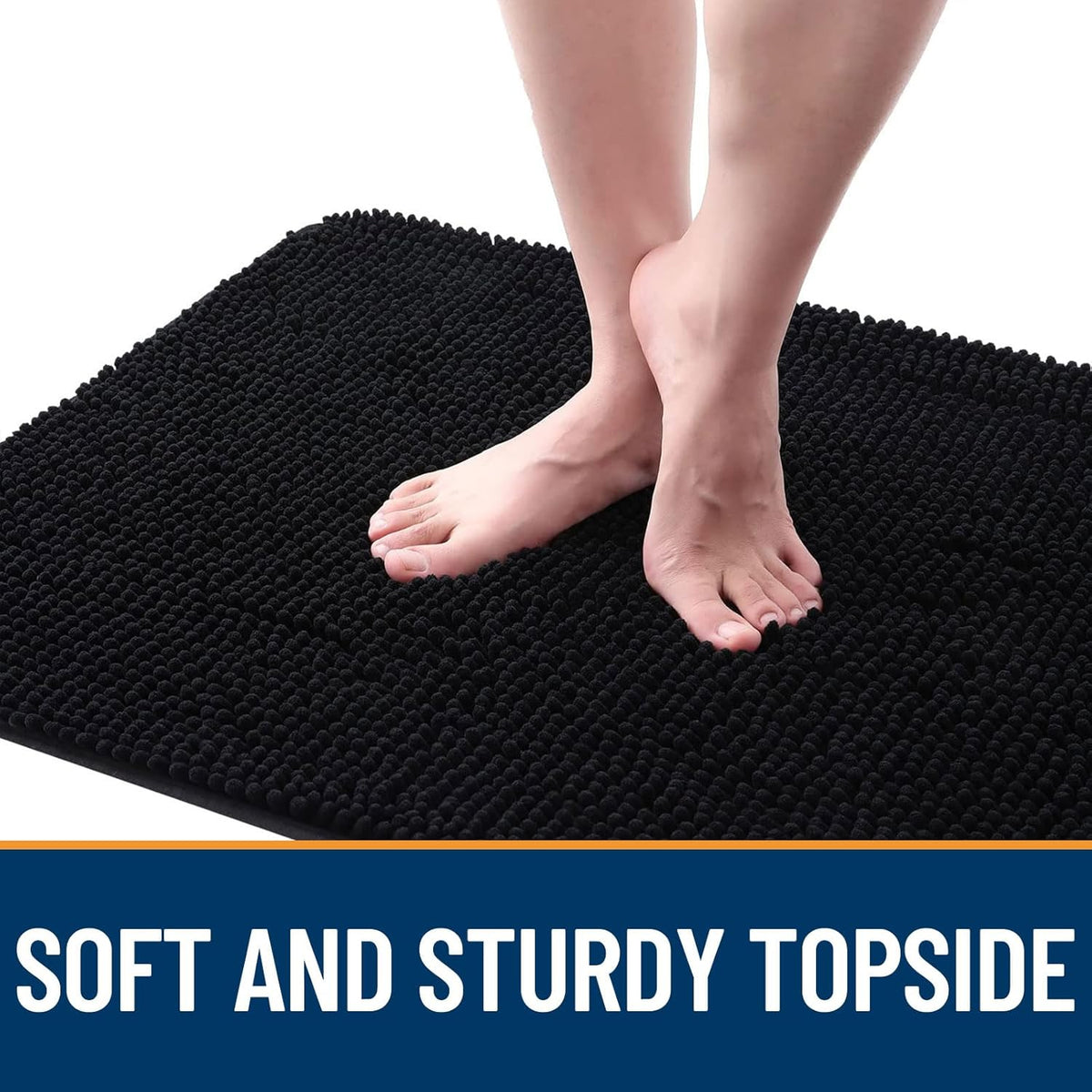 OLANLY Dog Door Mat for Muddy Paws 70x46, Absorbs Moisture and Dirt, Absorbent Non-Slip Washable Doormat, Quick Dry Chenille Mud Mat for Dogs, Entry Indoor Entryway Carpet for Inside Floor, Black