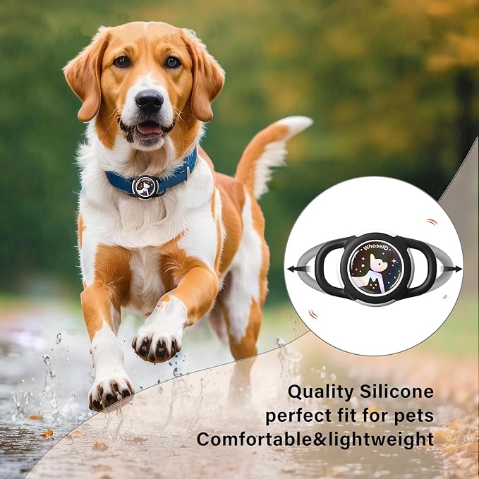 Waterproof Airtag Dog Collar Holder, Silicone & ABS Airtag Holder for Dog & Cat Collars, Ultra-Durable, Lightweight and Protective Airtag Case (Black-1, Small)