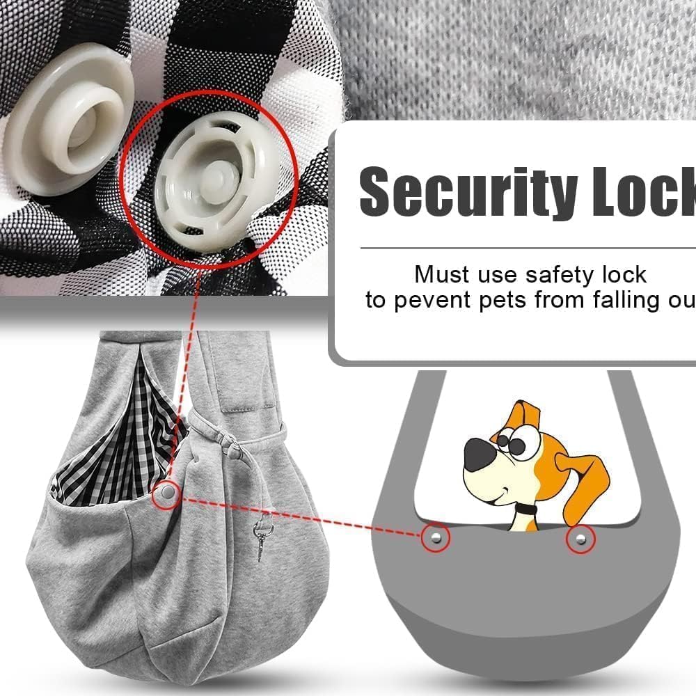 Tomkas Small Dog Sling Carrier - Classic Pocket & Classic Strap - for 3-10 lbs Pets(Grey)