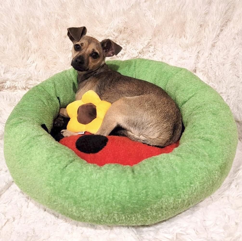 TONBO Soft Plush Small Cute and Cozy Nature Dog Cat Bed, Washer and Dryer Friendly (Ladybug)