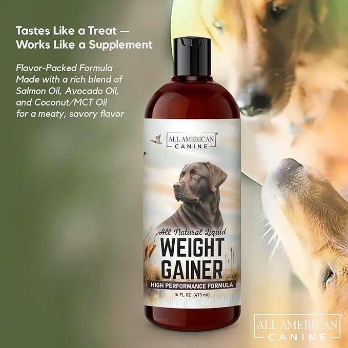 Dog Weight Gainer Liquid – High Calorie Dog Food Supplement for Rapid Weight Gain, Mass, and Recovery – Appetite Stimulant – 60 Servings