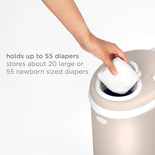 Ubbi Stainless Steel Diaper Pail, Odor Locking, No Special Bag Required, Award-Winning, Registry Must-Have, Taupe
