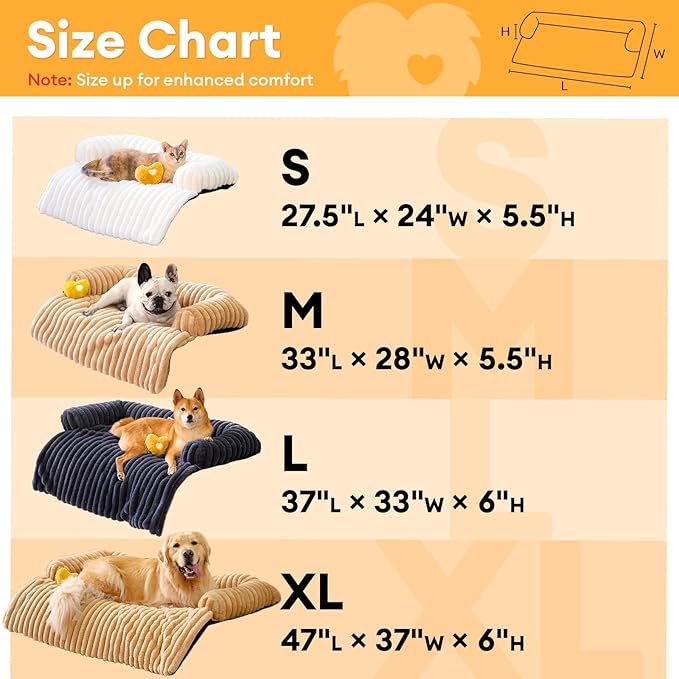 FUNNY FUZZY Pet Couch Cover for Sofa, Calming Dog Bed for Couch, Fluffy Plush Dog Couch Mat for Furniture Protector for Large Medium Small Dogs and Cats, Dark Grey