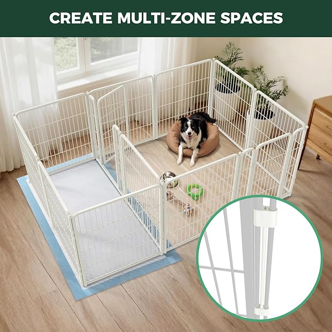 FXW Homeplus Unleashed Indoor Dog Playpen - Stress-Free and Safe Play, Heavy Duty 32 Inch 12 Panels with Connectors (Pack of 2) for Puppy and Small Dogs, White│Patented