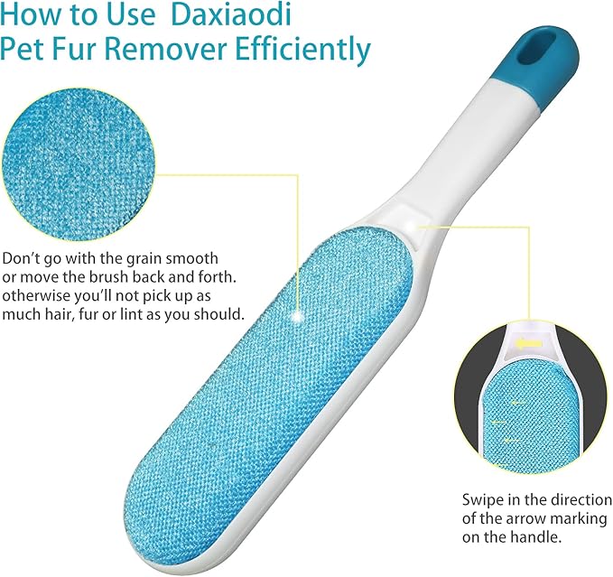 2 Pack Furniture Lint Remover Brushes, Double Sided Self Cleaning Loose Hair Catcher for Pet, Hair Cleaner for Clothes, Sofa, Carpet