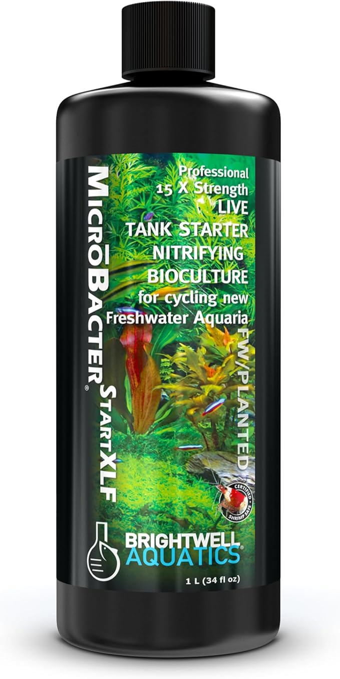 Brightwell Aquatics MicroBacter Start XLF - Concentrated Freshwater Nitrifying Bacteria - Quick Start Fish Tank Starter, Lift Microbe Levels & Water Filtering - Aquarium Water Treatments, 33.8 fl oz