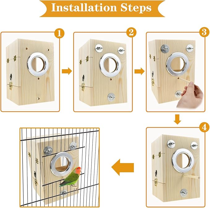 Bird Nest Box Parakeet Breeding Nest Box Bird Nest House Wooden Acrylic Transparent Breeding Box for Finch Lovebirds Cockatiel Budgie Conure Parrot