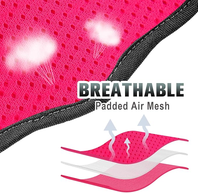 BARKBAY No Pull Dog Harness Large Reflective Dog Harness with Front Clip and Easy Control Handle for Walking Training Running with ID tag Pocket(Pink/Black,XS)