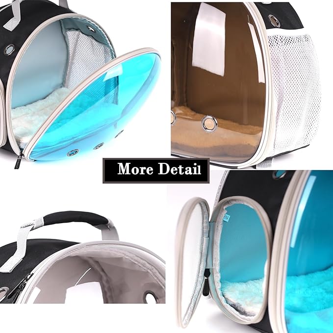 Bearded Dragon Backpack Carrier with Clear Bubble Window for Small Animal,with Soft Warm Mat Set,Guinea Pig Carrier for 2,Reptile Travel Carrier for Lizards Sugar Glider Hedgehog Rat Parrot Birds