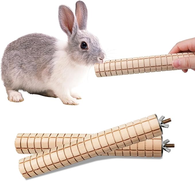 Guinea Pig Toys, 2 Pack Wooden Chew Toys for Small Animals, Rabbit Toys for Bunnies Boredom, Cage Accessories for Bunny, Guinea Pig, Hamster, Chinchilla, Rat and Other Small Animals