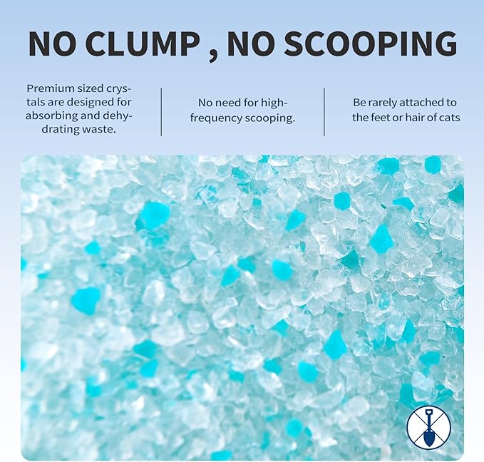 Cat Litter Crystals No Clumping Odor Control Kitty Litter Non-Clumping No scooping Low Dust, Low Tracking, Dehydrates Waste Cologne- 8.6 lbs (2 x 4.3 lb Packs)