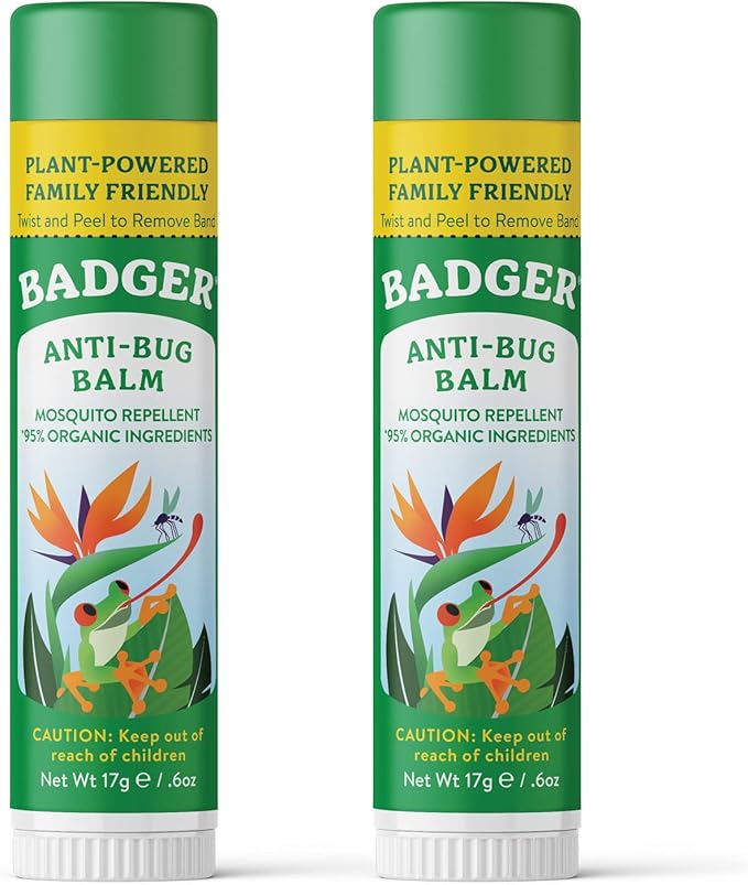 Badger Bug Repellent, Easy to Use Travel Stick, DEET-Free Mosquito Repellent & Insect Protection, Certified Organic Essential Oil Balm