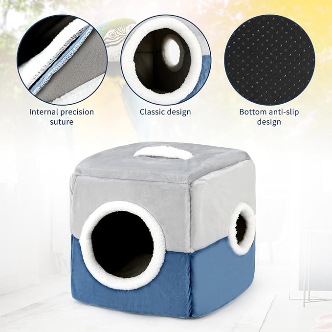 Large Size Parrot Nest House Bed, Winter Warm Bird Snuggle Hut Comfortable Hanging Birds House Cage Hideaway Cave Bed for Large Birds Amazon Parrots African Grey Cockatoos Macaws