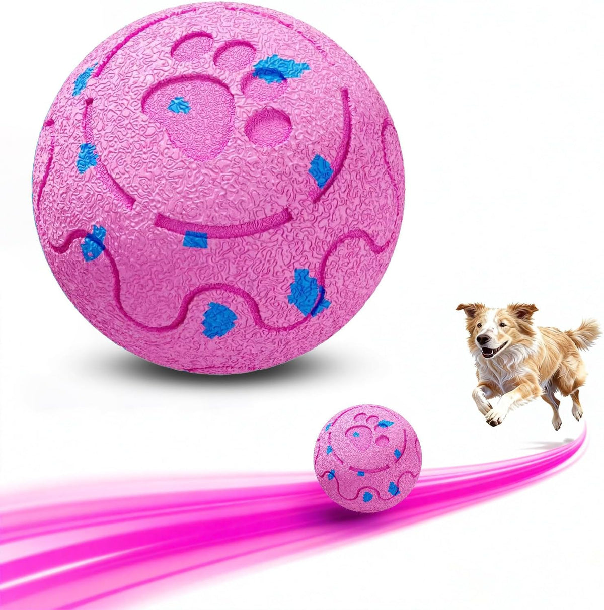 Dog Balls: Interactive Dog Ball, Self-Moving Dog Toy with Auto-Rolling & Bouncing, E-TPU Material, IP54 Waterproof, Motion-Activated, for Small/Medium/Large Dogs (Pink)