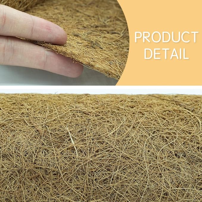 Coco Coir Liner, Yarrdfir 16x80 inch Natural Coconut Liners for planters Flower Basket, Natural Coconut Fiber mat, Garden Decoration, Animal pet pad, Reptile Carpet