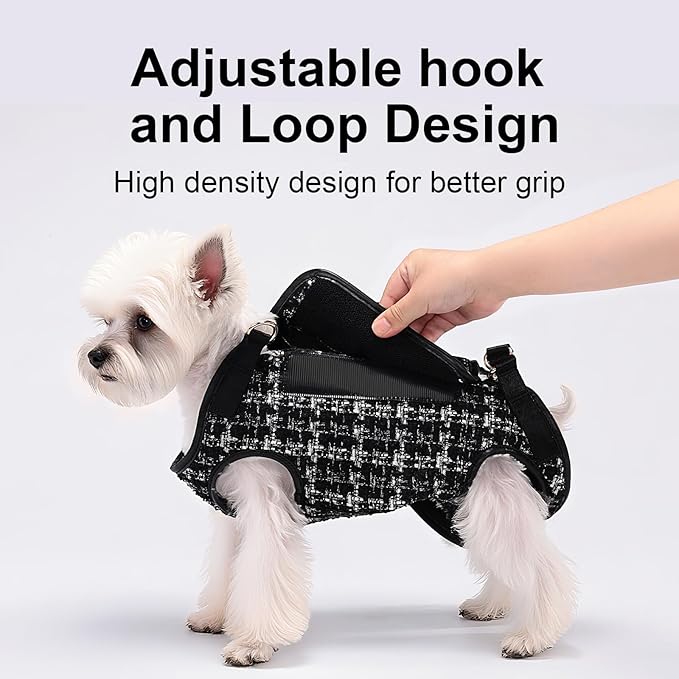 Dog Lift Harness Dog Carrier Dog VES Harness Adjustable Dog Leash with Small Puppy Treat Bag（Black,L）