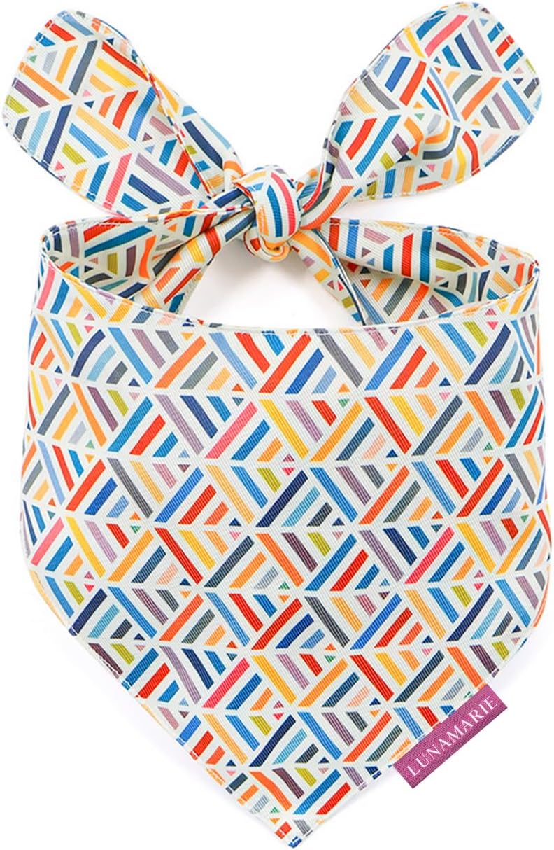 LunaMarie - Luxury Pet Birthday Bandanas -Premium & Silky Poly Fabric | 100% Handmade | Custom Shape Dual Layered (Xena, Small)