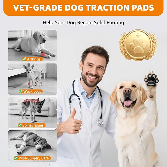 Paw Pads for Dogs Traction for Senior Dogs - Non Slip Sticky Dog Paw Grip Pads Covers, Anti-Slip Adhesive Dog Paw Pads for Slippery Hardwood Floors to Prevent Slipping While Walking Running