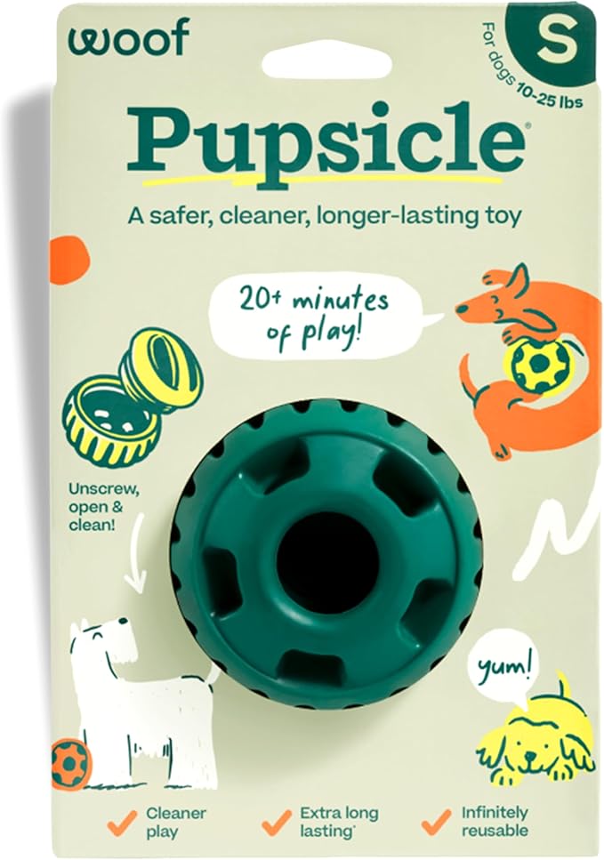 WOOF Pupsicle - Long-Lasting Interactive Dog Toy to Keep Your Pup Busy and Distracted - Safe for Dogs - Low-Mess Design - Dog Toys for Small Dogs 10-25 lbs