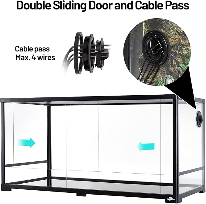 50 Gallon Reptile Tank, Glass Reptiles Terrarium 36" x 18" x 18", Sliding Door, Top Ventilation, Cable Pass, Humidify Hole, Glass Reptile Cage Habitat for Bearded Dragon, Lizard, Snake, Gecko