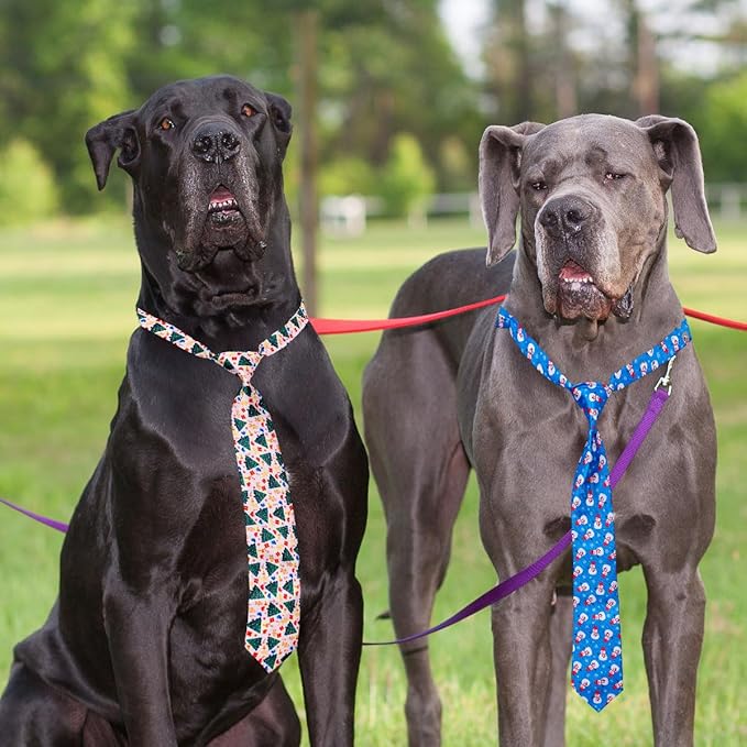 PET SHOW 10pcs Pack Christmas Big Dog Ties Neckties for Large Breed Dogs XL Adjustable Holiday Grooming Accessories Neck Ties Bowties Girl Boy Festival Costumes Photography Party Gift Favor