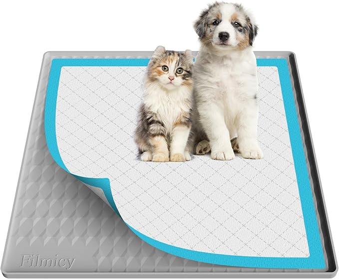 Pee Pad Holder for Dogs,Silicone Dog Puppy Pad Holder, 24 x 24 No Spill Raised Lip High Edge,Portable, Leak-Proof Mat Holder for Dog Training Pads,Square Potty Trays for Home Floor Protection