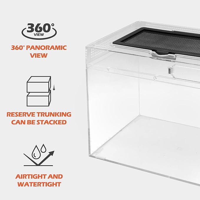 AZV Reptile Terrarium,Reptile Tank 15x8x10in Amphibian Isopod Tank Starter Kit with Bearded Dragon Hammock,Heat Lamp,Hide Cave for Geckos Lizard Mantis Spider Cricket Chameleons Corn Snake Turtle Frog