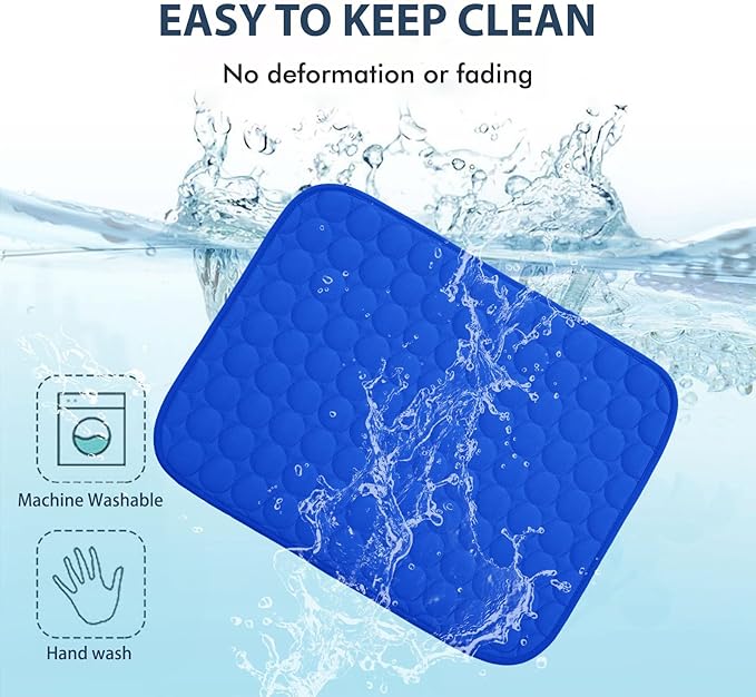 MICROCOSMOS Summer Cooling Mat & Sleeping Pad- Water Absorption Top, Materials Safe, Easy Carry, EZ Clean. Keep Cooling for Pets, Kids and Adults.(Dark Blue, 59" x 40")
