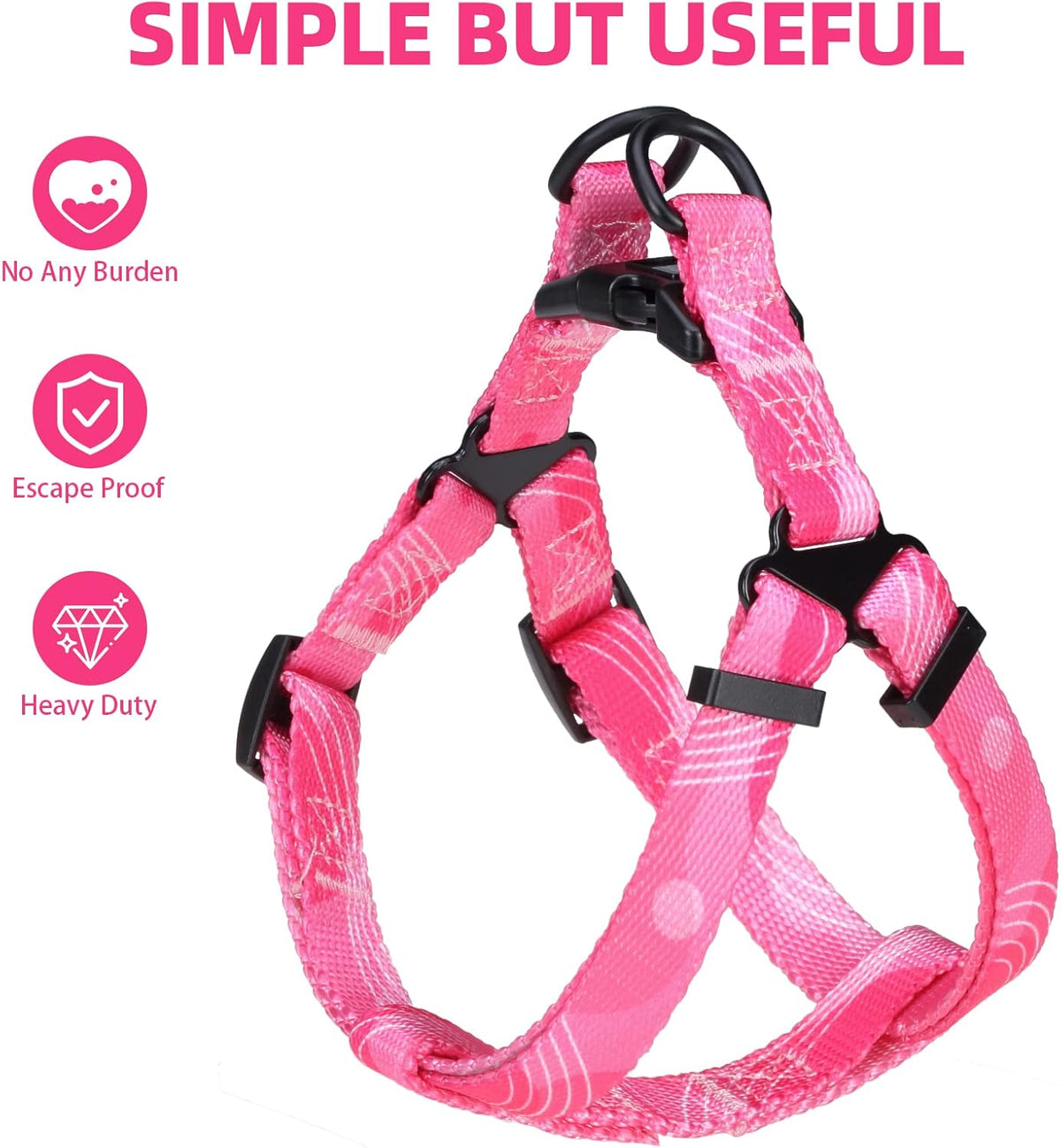 PUPTECK No Pull Dog Harness Soft Adjustable Basic Nylon Step in Puppy Vest Outdoor Walking with Leash
