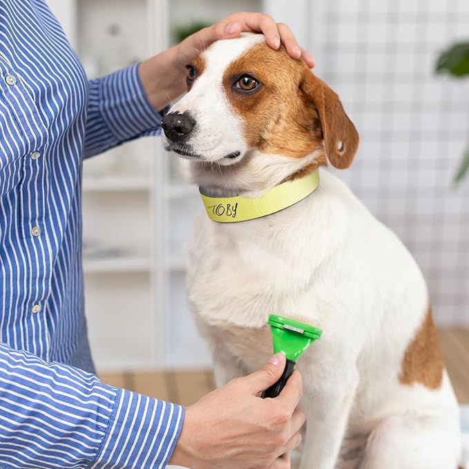 500 Count 20inch Adjustable Paper Dog Collars with Tear Resistant Waterproof Whelping Collars Paper Puppy ID Bands Adhesive Pet Identification Tags for Newborn Dog Cat Hospitals(Yellow)