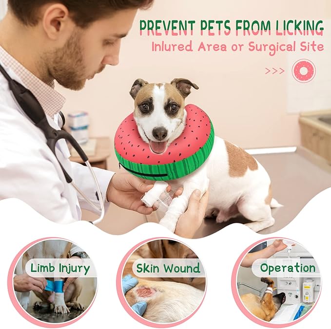 Supet Inflatable Dog Cone Collar for Large Medium Small Dogs, Soft Cone Collar for Dogs Cats, ECollar Doggie Neck Donut Dog Cone Alternative After Surgery