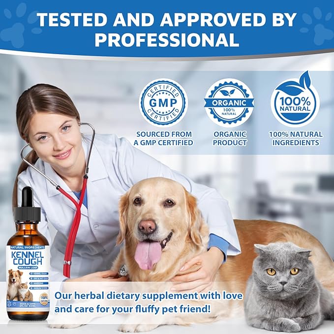 Kennel Cough Herbal Drops for Dogs & Cats,Dog Cough Treatment,Dog Cough Suppressant,Kennel Cough for Dogs,Coughing Treatment Liquid,Cough Treatment for Cats,Natural Cough Supplement for Cat