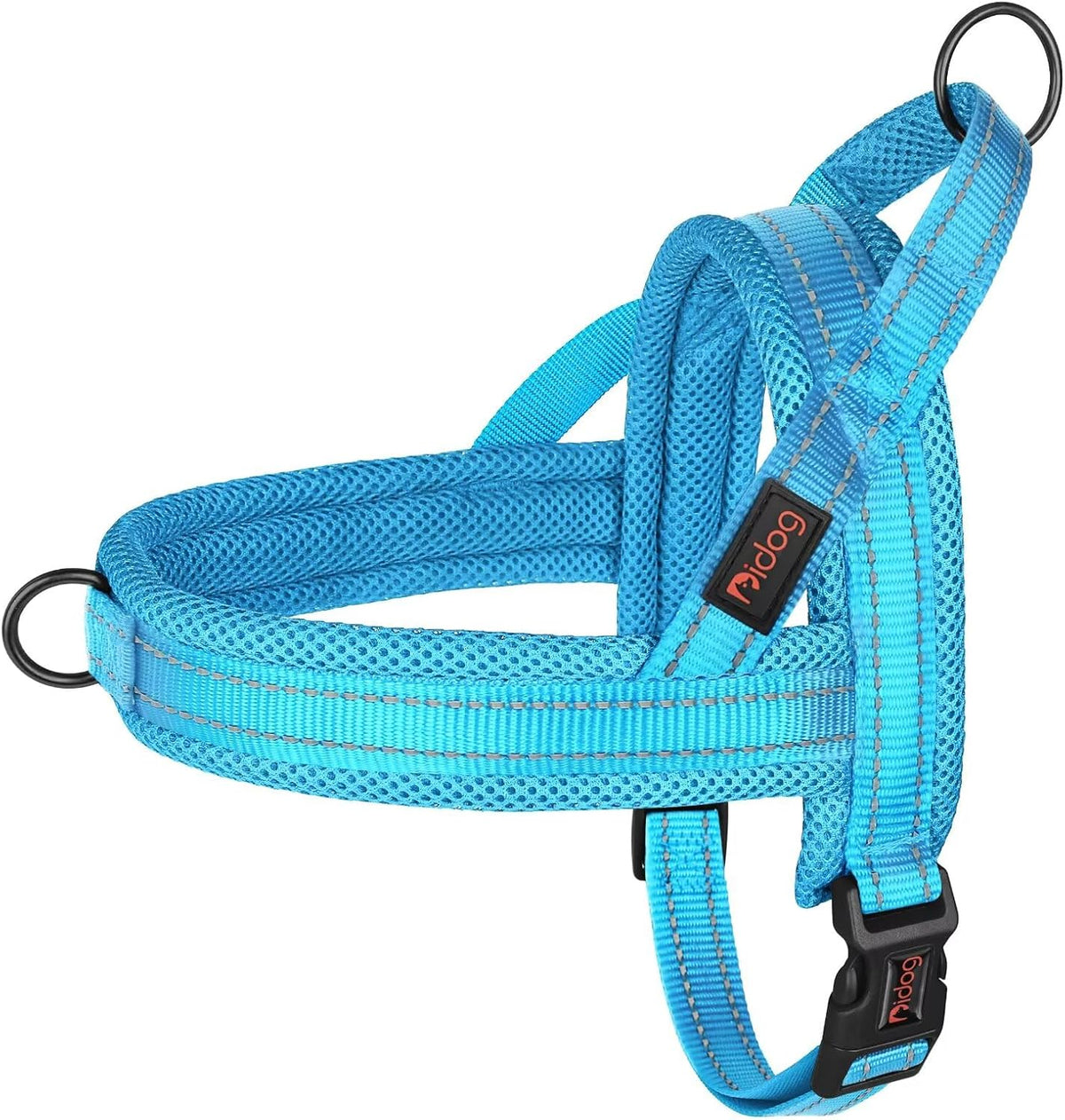 Didog No Pull Dog Harness with Soft Mesh Padded,Reflective & Quick Fit Light Weight Dog Strap Vest Harness,Easy for Walking Training (S:Chest 18-22", Mesh-Blue)