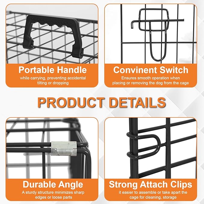 Dog Crate Dog Cage Dog Kennel Outdoor Metal Wire Double-Door Folding Pet Animal Pet Cage for Small Dog 30 inches with Double Door&Leak-Proof Pan Tray,Black